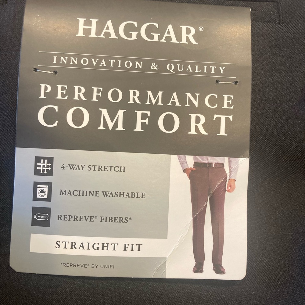 Haggar Mens Black 36x34 Performance Comfort Stretch Dress Pants NWT, $70 MSRP - Picture 4 of 6